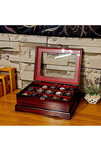 Tekir Store evinizi güzelleştirin Wooden 15 Compartment Watch Box Decorative ...