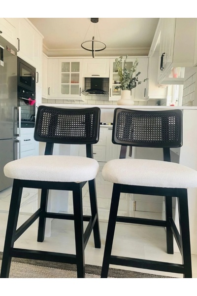 Has Grup Masa Sandalye Hazeran (6 ADET) Ahşap Bar Sandalyesi - Ahşap Ada Mutf...