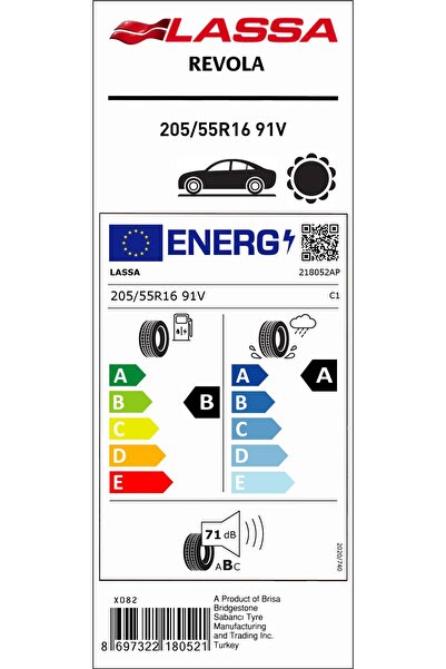 Lassa 205/55R16 91V REVOLA YAZ LASTİĞİ ÜRETİM YILI : 2026