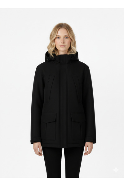 Huğlu Outdoor Siyah Softshell Outdoor Mont