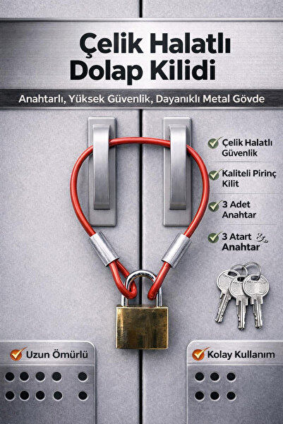 PADRİ Yurt dolap kilidi spor salonu çelik halat Askeri dolap kilidi dolap zin...