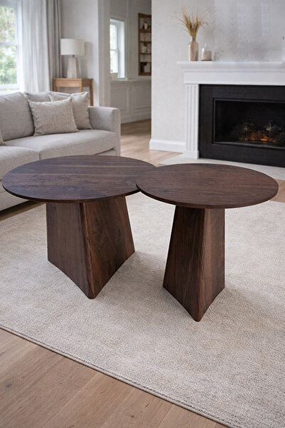 DEC22 Modern geometric wooden coffee table set