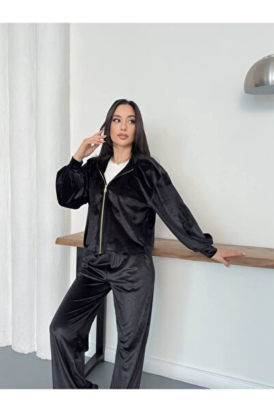 VESS MODA Shiny Velvet Top and Bottom Two-Piece Set