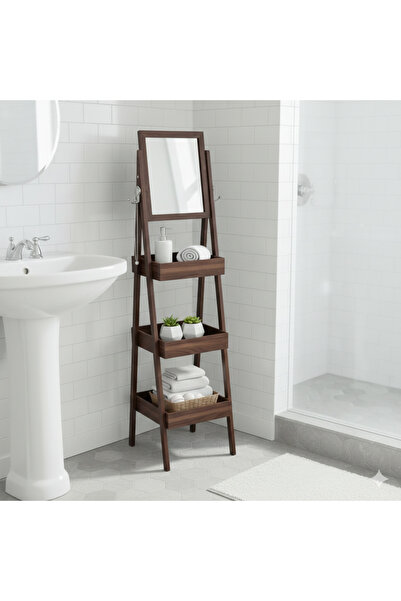 EVISTAR منظم تخزين 3 رفوف مع مرأه من الخشب التركي عالي الجودة متعدد الأستخدامات