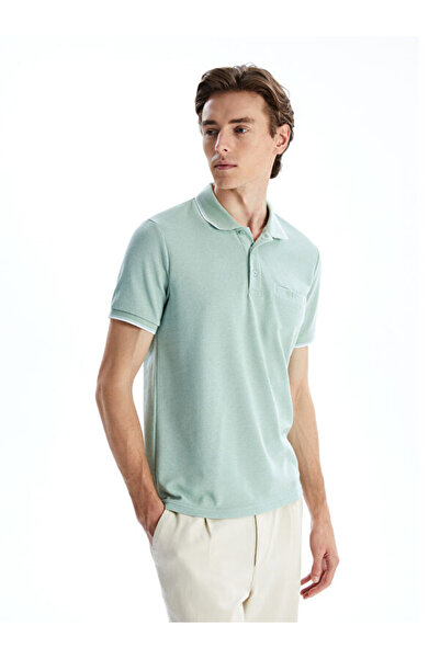 LC Waikiki تي شيرت رجالي ذو ملمس مميز وياقة روبا قصيرة الأكمام من UZG STORE