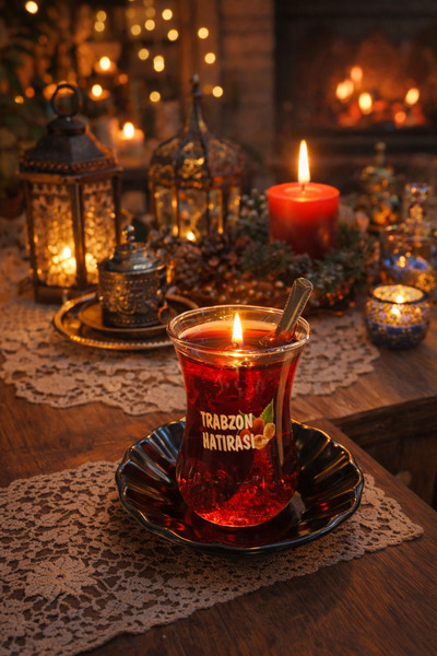 seymenbıçakçılık Trabzon Hatırası Yazılı Çay Bardağı Mumluk – Dekoratif Cam M...