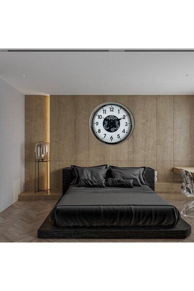 Leyaton Chrome Elegant 60 cm Classic Wall Clock with Wheel Lwlhm-Ytrs345