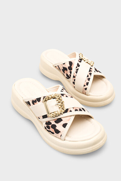 Riccon Women's Slippers 00121023 Beige Leopard