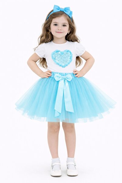 Nacar 23 Nisan 29 Ekim Gösteri Kıyafeti Kalpli Payetli Tütü Etekli Kız Çocuk ...