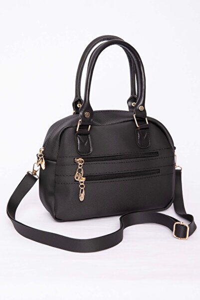 EBRUTESETTÜR Multi-Compartment Zippered Hand & Shoulder Bag Black