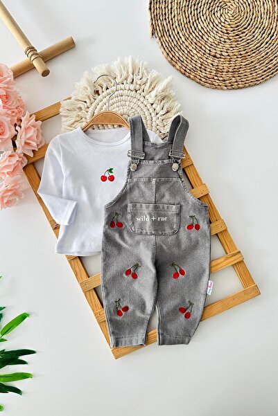 Minigimin Cicileri My Little One's Cherry Embroidery Detailed Baby Girl 2-Pie...