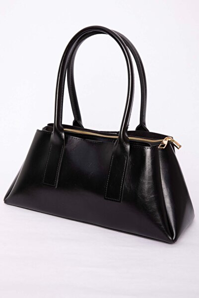 EBRUTESETTÜR Leather Look Zippered Hand & Shoulder Bag Black