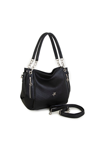 Meryem Çanta حقيبة نسائية كبيرة الحجم متعددة الأقسام ومبطنة بسلسلة وتفاصيل مف...