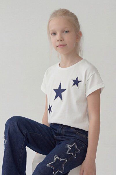 HAUSEkids 5-14 godina, zvezda među devojkama T-shirt -Ecru