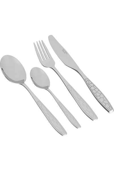 Generic Al Saif Gallery steel spoon set, 24 pieces, engraved - silver