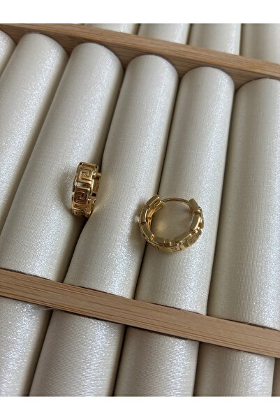 ARİ TAKI Patterned Ring Gold Steel Earrings