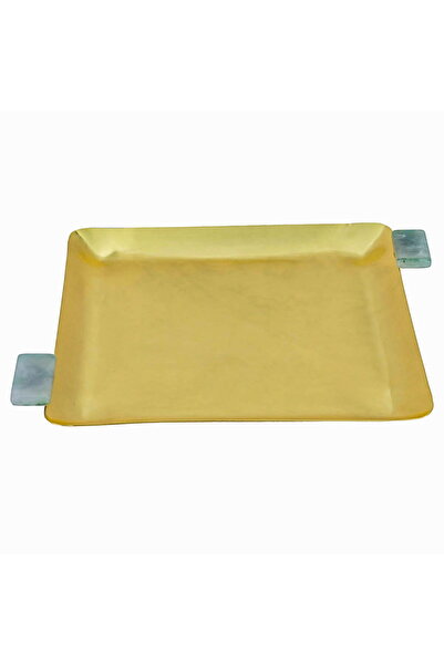 Generic Tofaria steel serving tray with Al Saif Gallery marble handle, 26 x 2...