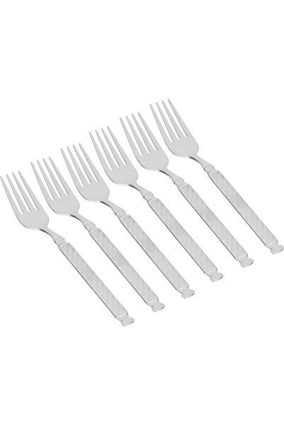Generic Al Saif Gallery steel sweet fork set, 6 pieces, engraved - silver