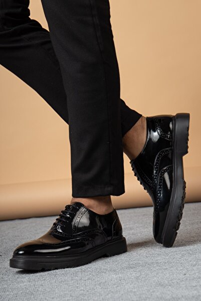 maximoda Men's Classic Patent Leather Shiny Black Men's Shoes