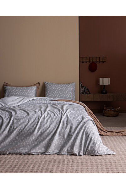 Madame Coco Garon King Size 100% Cotton Ranforce Printed Duvet Cover Set - Gray