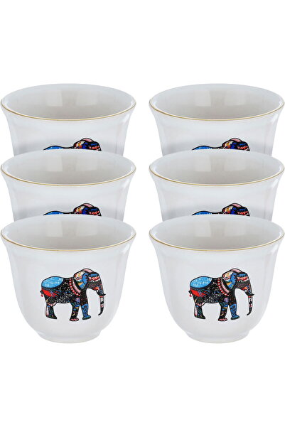 Generic Al Saif Gallery porcelain Arabic coffee cups set, 6 pieces, elephant ...