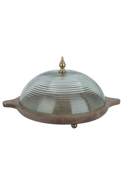 Generic Al Saif Gallery wooden sweet stand, 18 x 27 x 35, with glass cover - ...