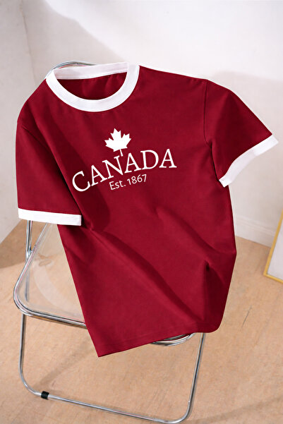 MODARİCH Unisex Ανδρικό/Γυναικείο πολύχρωμο μπλουζάκι με γιακά CANADA με ειδι...