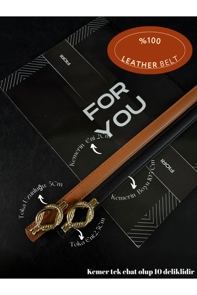 Fiori Genuine Leather Curved Long Buckle Thin Women's Belt, Coat Belt, Shirt ...