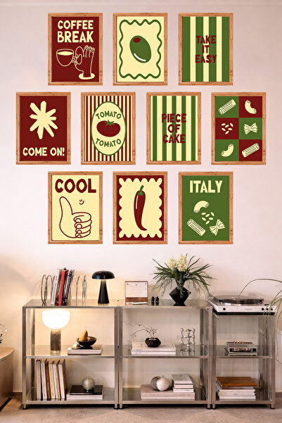 UNT 10-Frame Look Kitchen |   Modern |   Retro Wall Poster Painting Set – 15X...