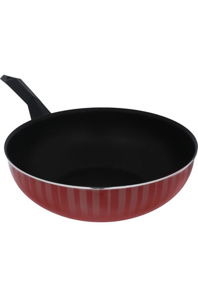 Generic Alsaif Plus Teflon frying pan with glass lid, 28 cm - red