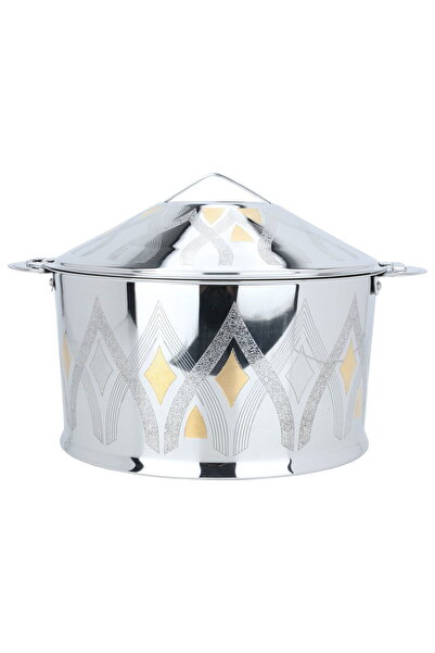 Generic Sara Steel Al Saif Gallery Food Container, 3500 ml, gold-silver pattern