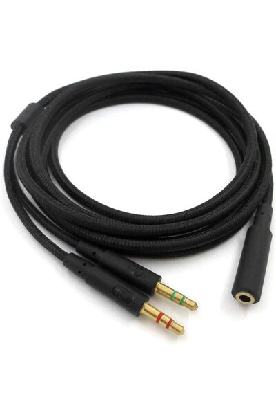 Generic 3.5mm Universal 2 in 1 Gaming Headset Audio- Extend Cable for HyperX ...