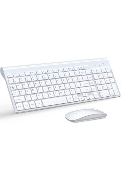 Generic لوحة مفاتيح وماوس لاسلكيان فائقان النحافة، ماوس USB مدمج صامت بتردد 2...