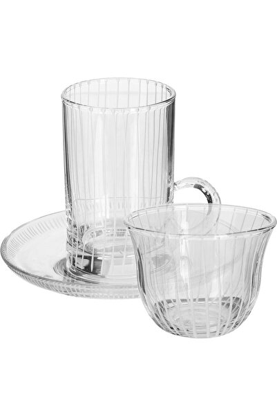 Generic Al Saif Gallery Glass Tea Coffee Bialat Set, 18 Pieces - Clear