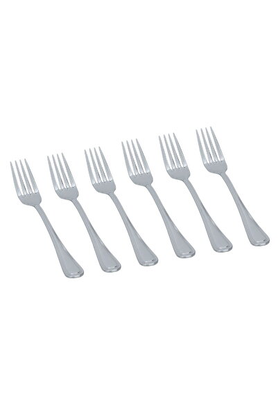 Generic Al Saif Gallery Stainless Steel Dessert Fork Set, 6 Pieces - Silver Gold