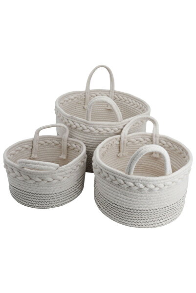 Generic مجموعة سلال قطنية من السيف جاليري، 3 قطع - أبيض