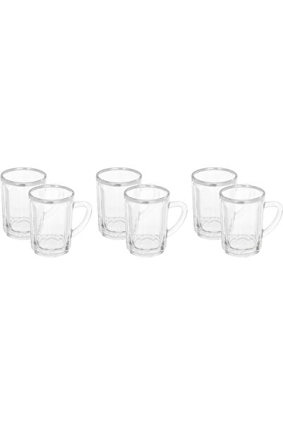 Generic Alsaif Plus Glass Tea Cup Set, 88 ml, 6 Pieces - Clear Silver