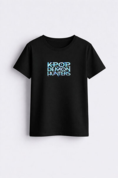 AYDESİGN Детска тениска с принт „K-pop Demon Hunters“ и черна яка