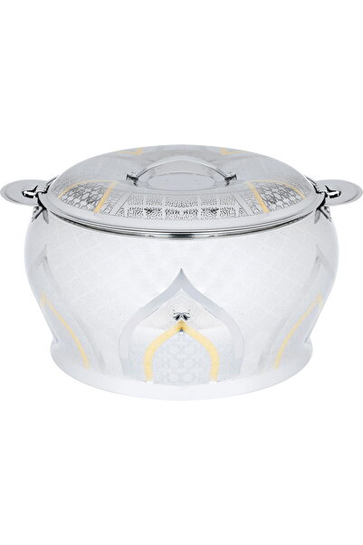 Generic Steel Al Saif Gallery Bushra food container, 3500 ml, gold pattern, I...