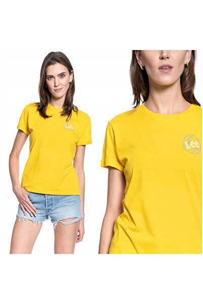 Lee Tricou Dama, Lee, Ss Global Tee, Galben, 100% Bumbac, Regular Fit, Marime S