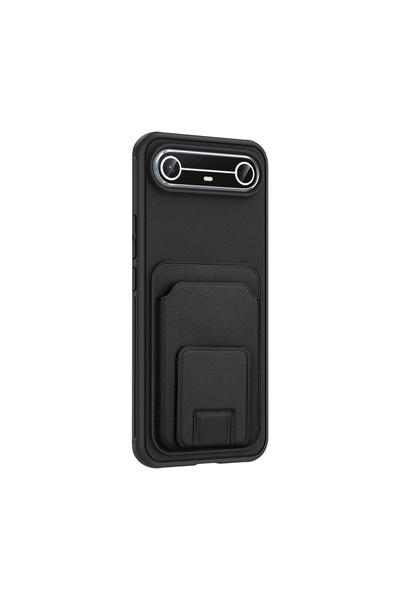 Gpack Tecno Spark Slim 5G uyumlu Kılıf Bikart Kartlıklı Standlı TPU Siyah