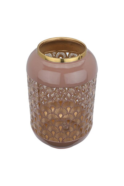 Generic فانوس العين الأندلسي المصنوع من الفولاذ، 17 × 17 × 29 سم - بني