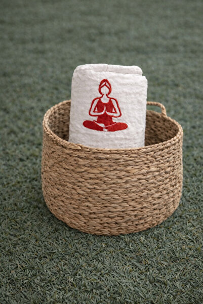 Izera.handcrafted Yoga Baskılı Bambu Orijinal Müslin Peştemal Örtü Yıkanmış (...