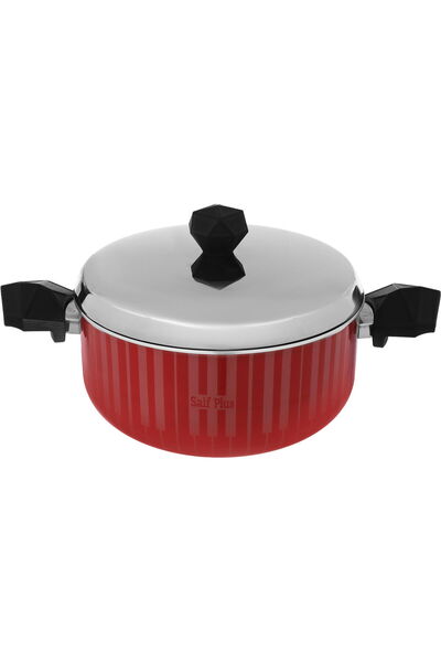 Generic Al Saif Plus Teflon Pot With Steel Lid, Alsaif Plus, 20 Cm - Red