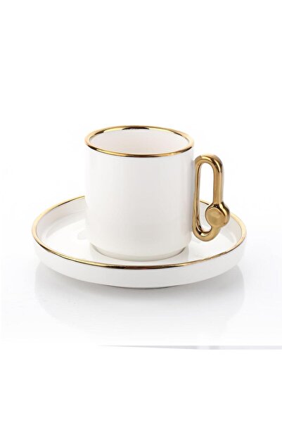 MİEN BEYAZ ALTIN TEK KİŞİLİK TÜRK KAHVESİ FİNCANI