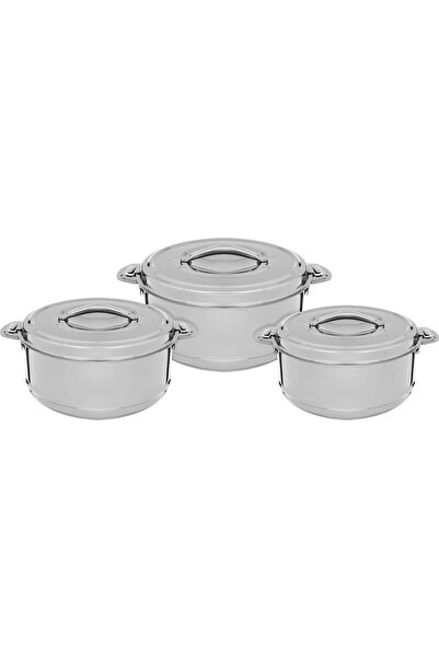 Generic Al Saif Gallery Steel Food Container Set, 8500, 5000, 3500 ml - Silver