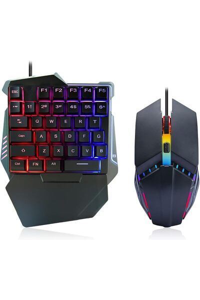 Generic لوحة مفاتيح وماوس للألعاب بإضاءة RGB، ماوس بأسلاك USB بإضاءة خلفية لأ...