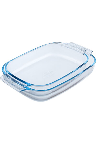 Generic طقم صواني طهي زجاجية من بايركس، قطعتان - شفاف