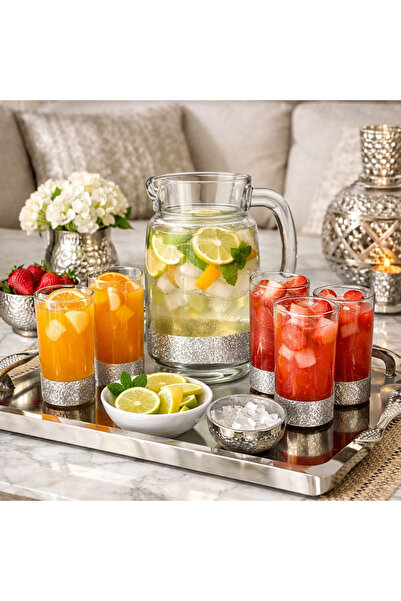 GREEN APPLE 🥤 7-piece luxury glass juice set: 1 pitcher and 6 glasses – Mode...