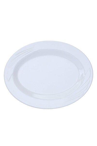 Generic طبق ميلامين من معرض السيف، 10 بوصة، بيضاوي مسطح - أبيض
